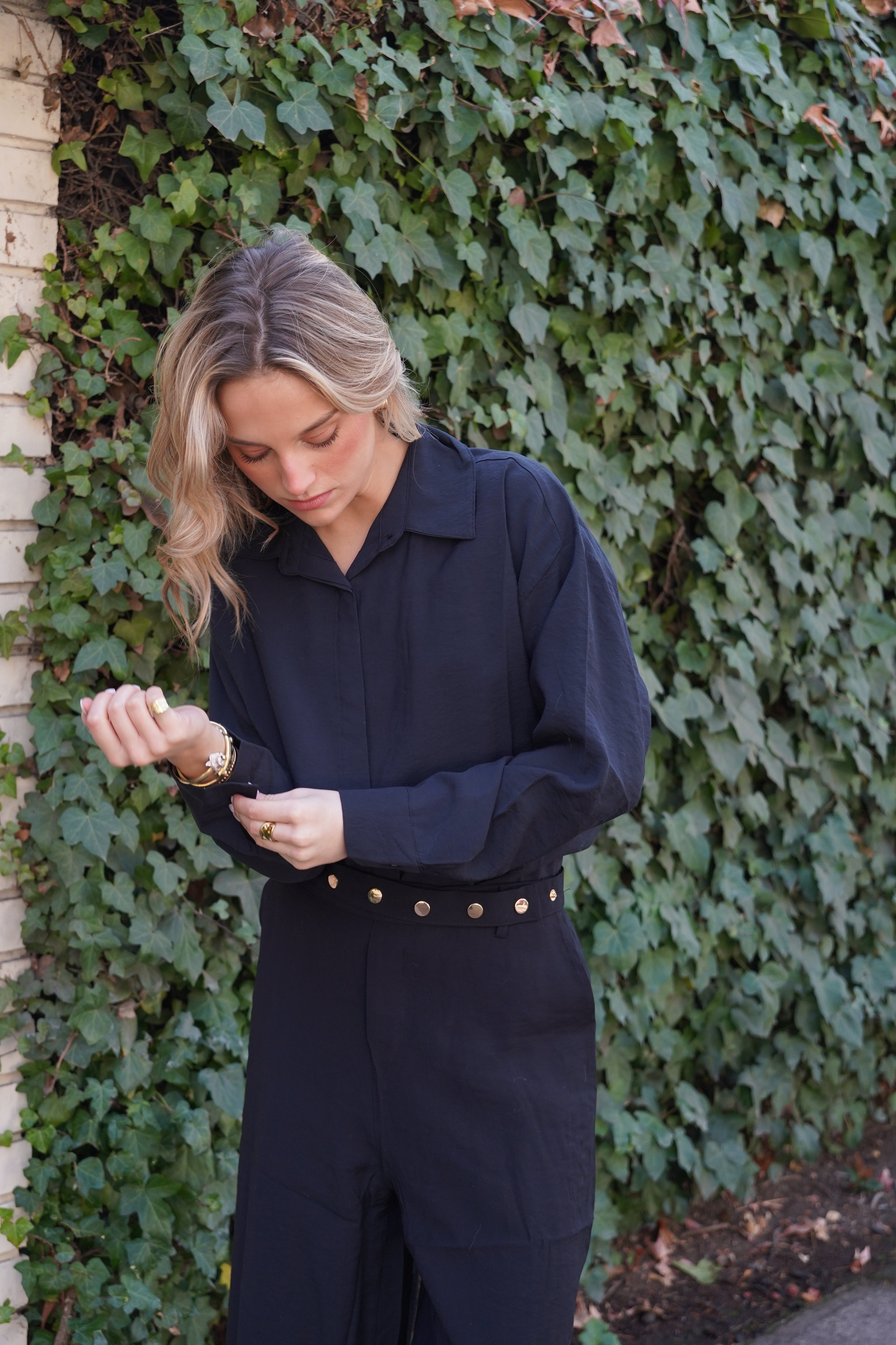 Blusa de modal lisa camisera manga larga negro