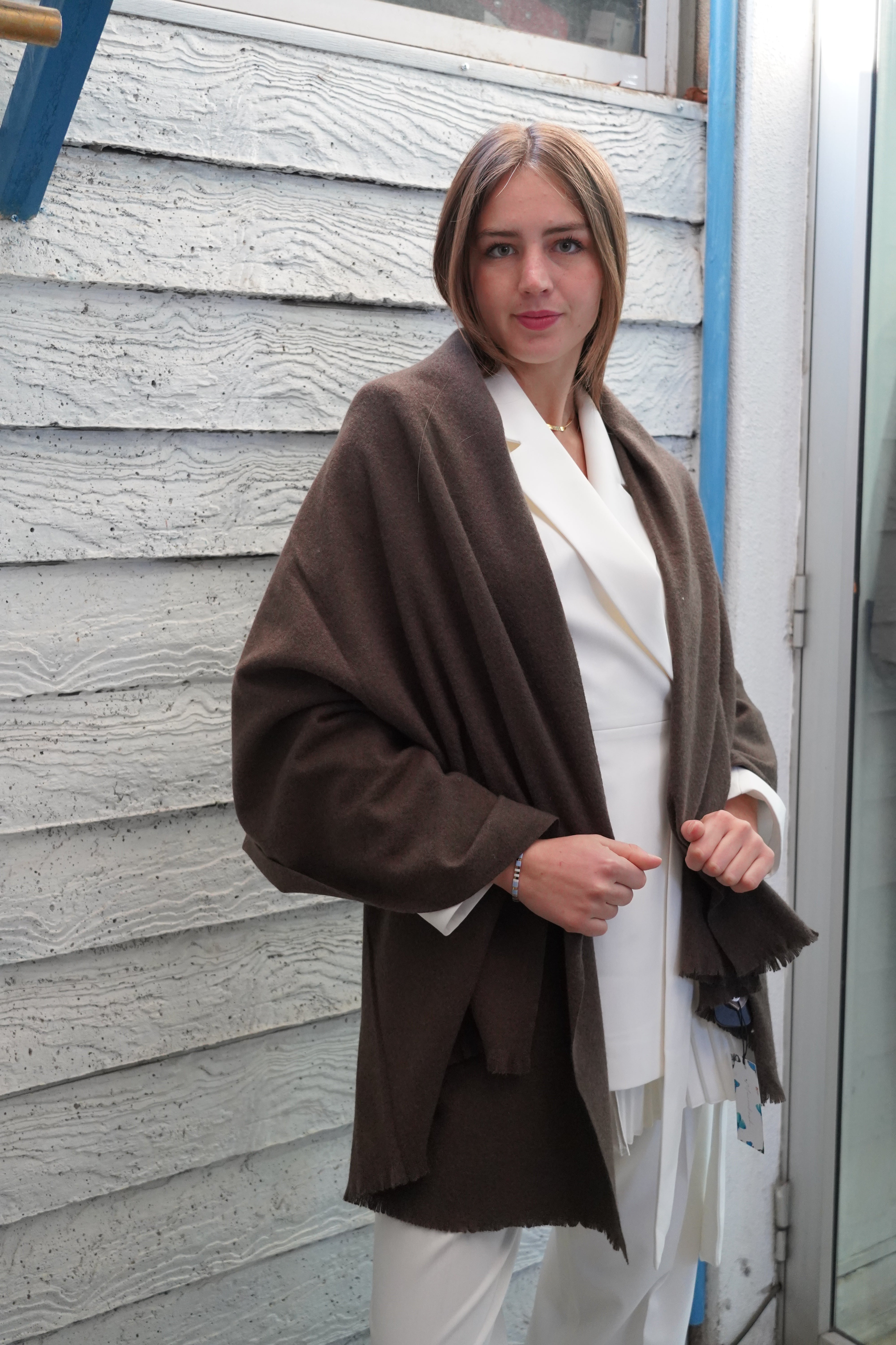 Pashmina chocolate cachemira lisa