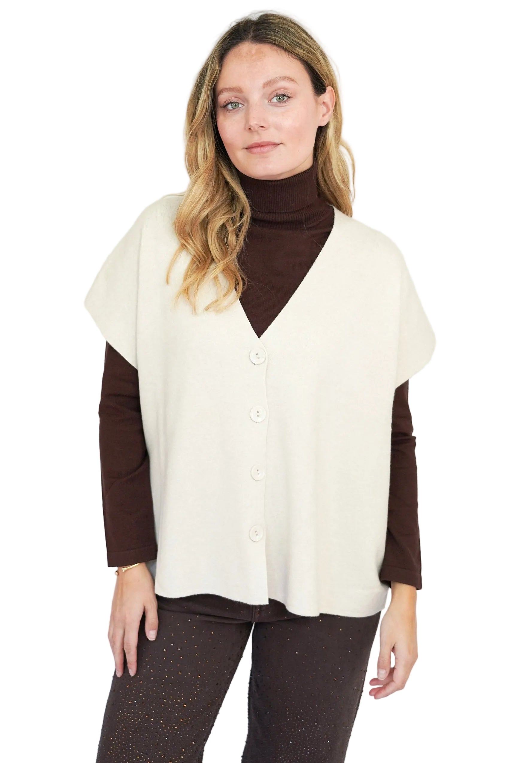 Chaleco cardigan crema