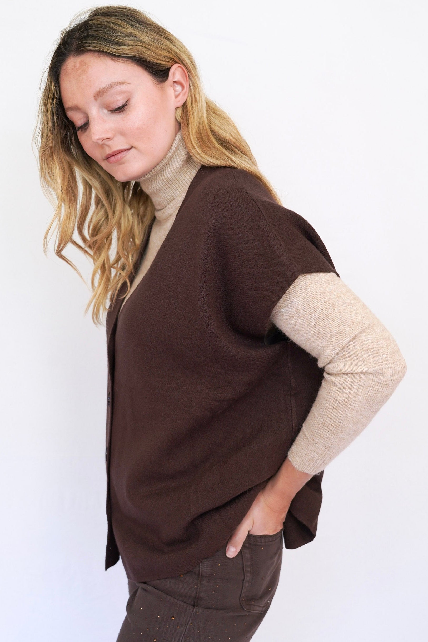 Chaleco cardigan chocolate