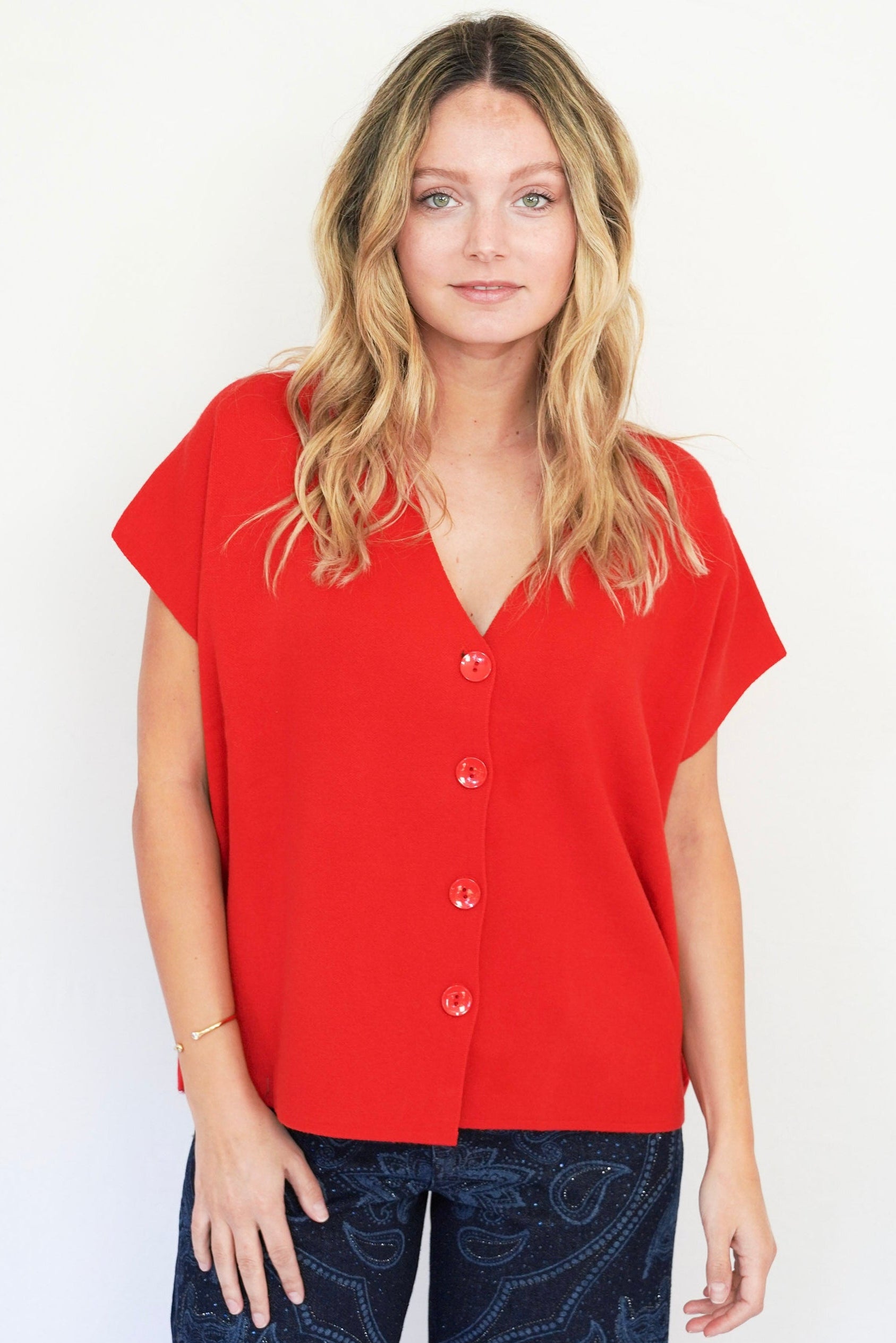 Chaleco cardigan rojo