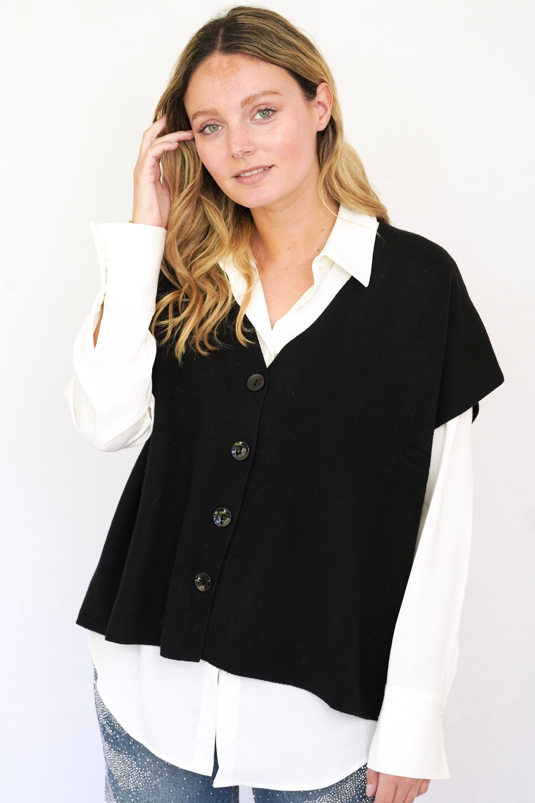 Chaleco cardigan negro