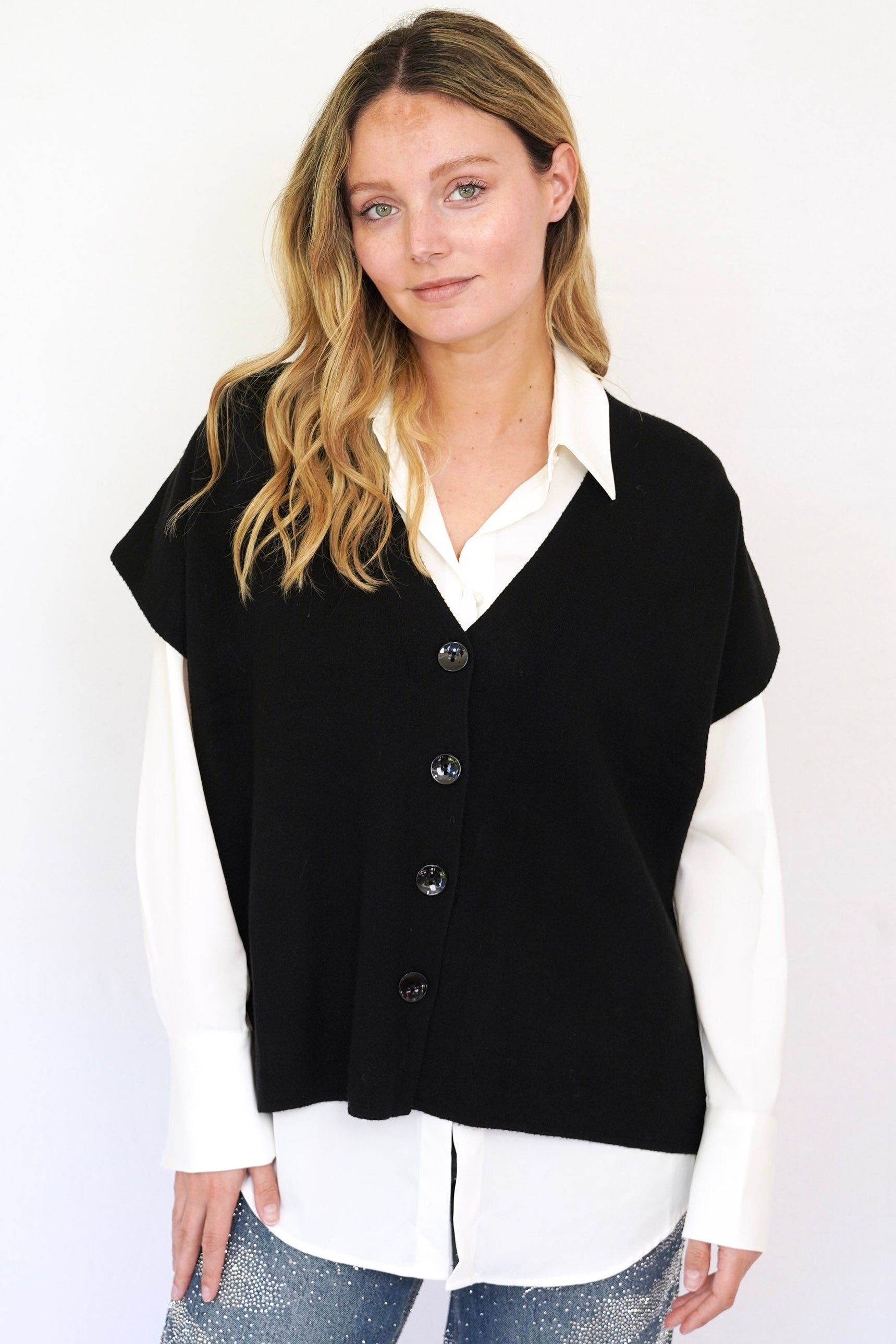 Chaleco cardigan negro