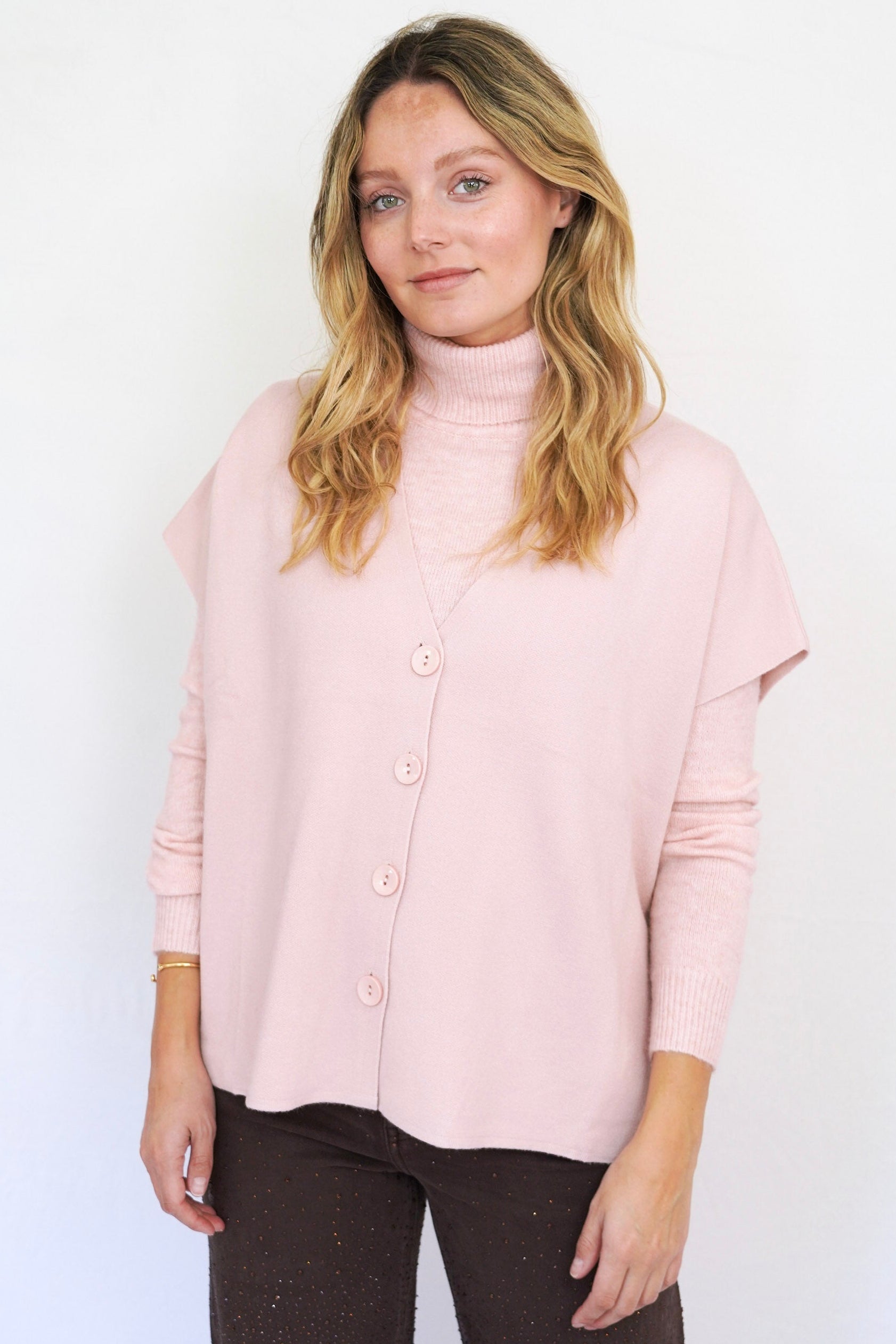 Chaleco cardigan rosado baby