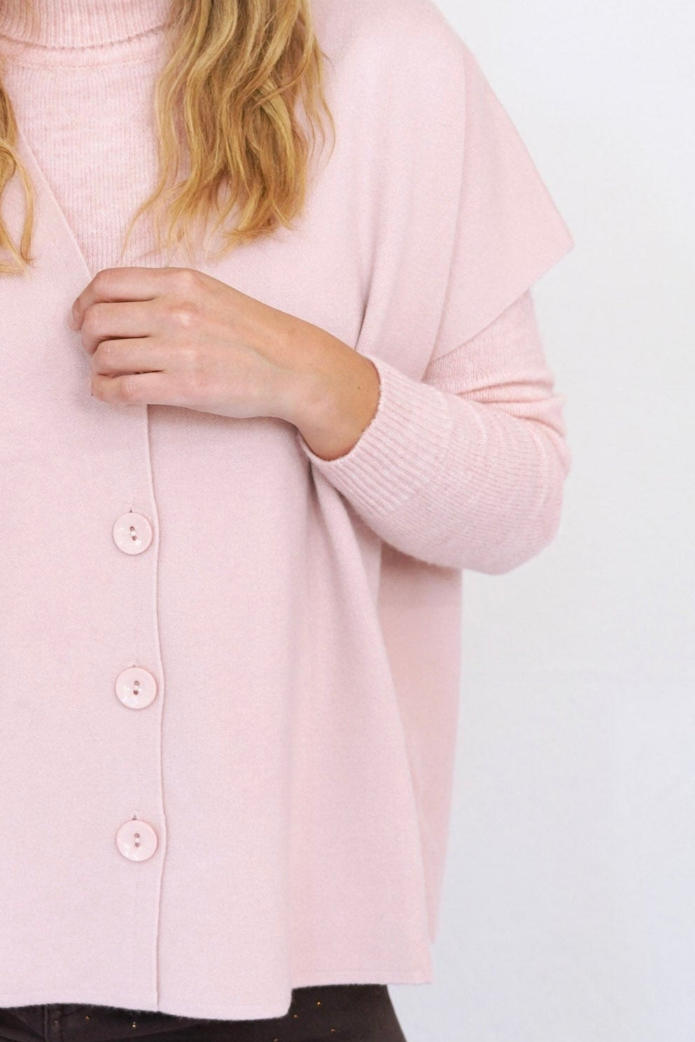 Chaleco cardigan rosado baby
