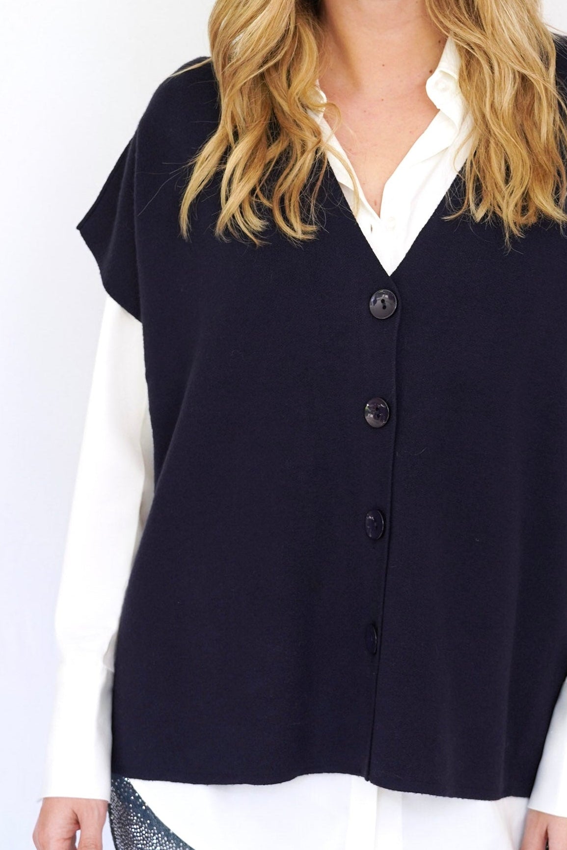 Chaleco cardigan azul marino
