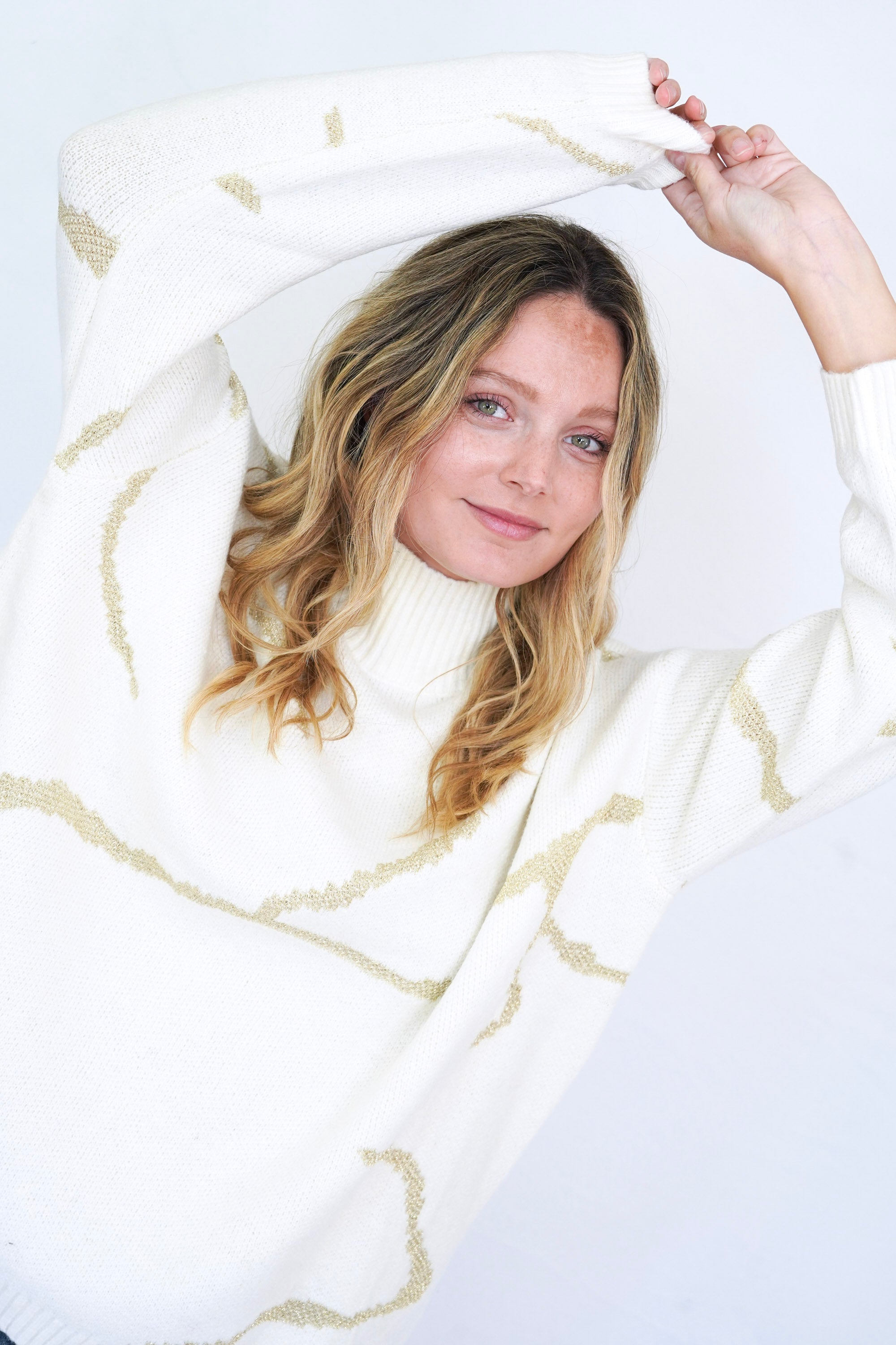 Chaleco cashmere detalles lurex blanco