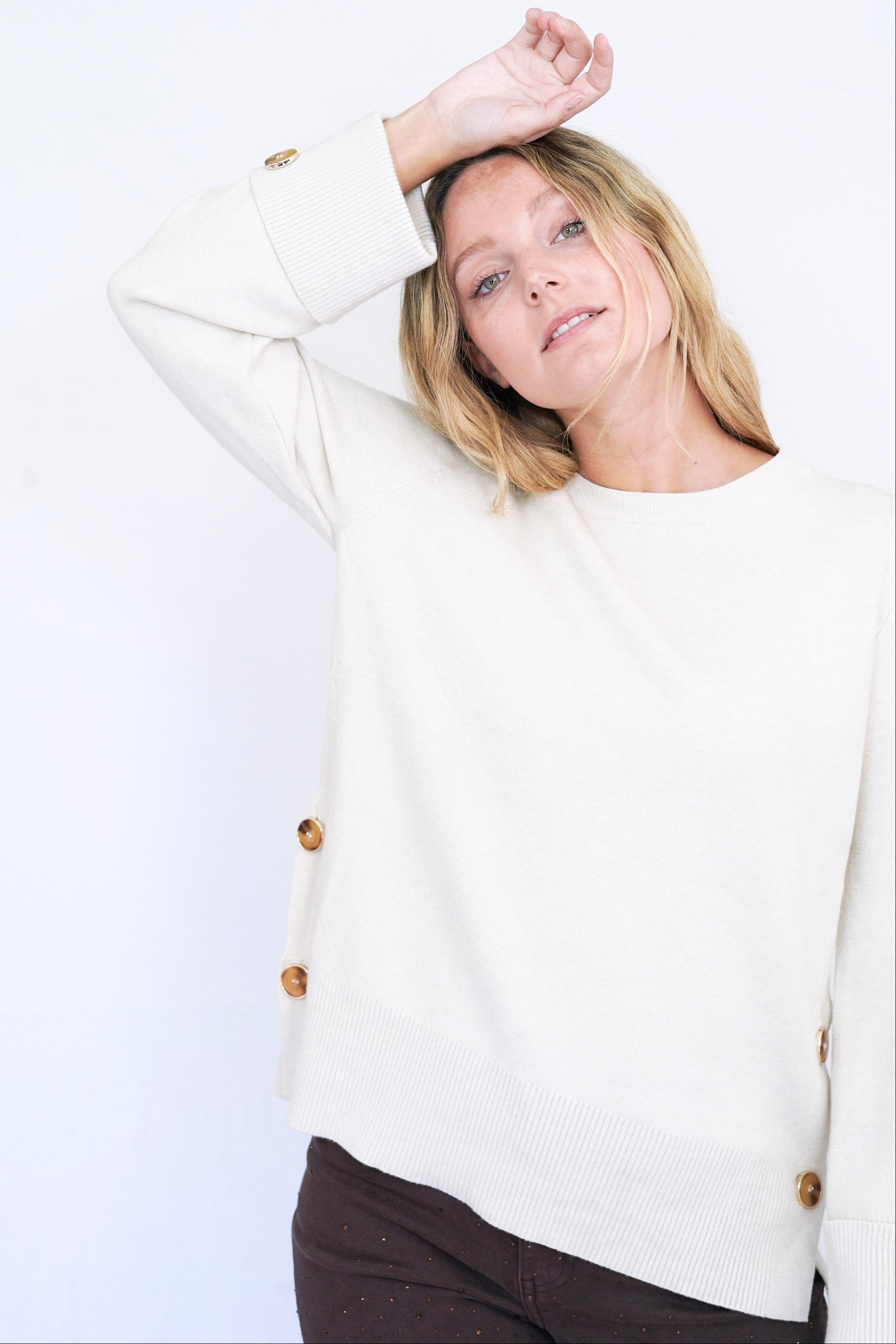 Chaleco crew-neck crema