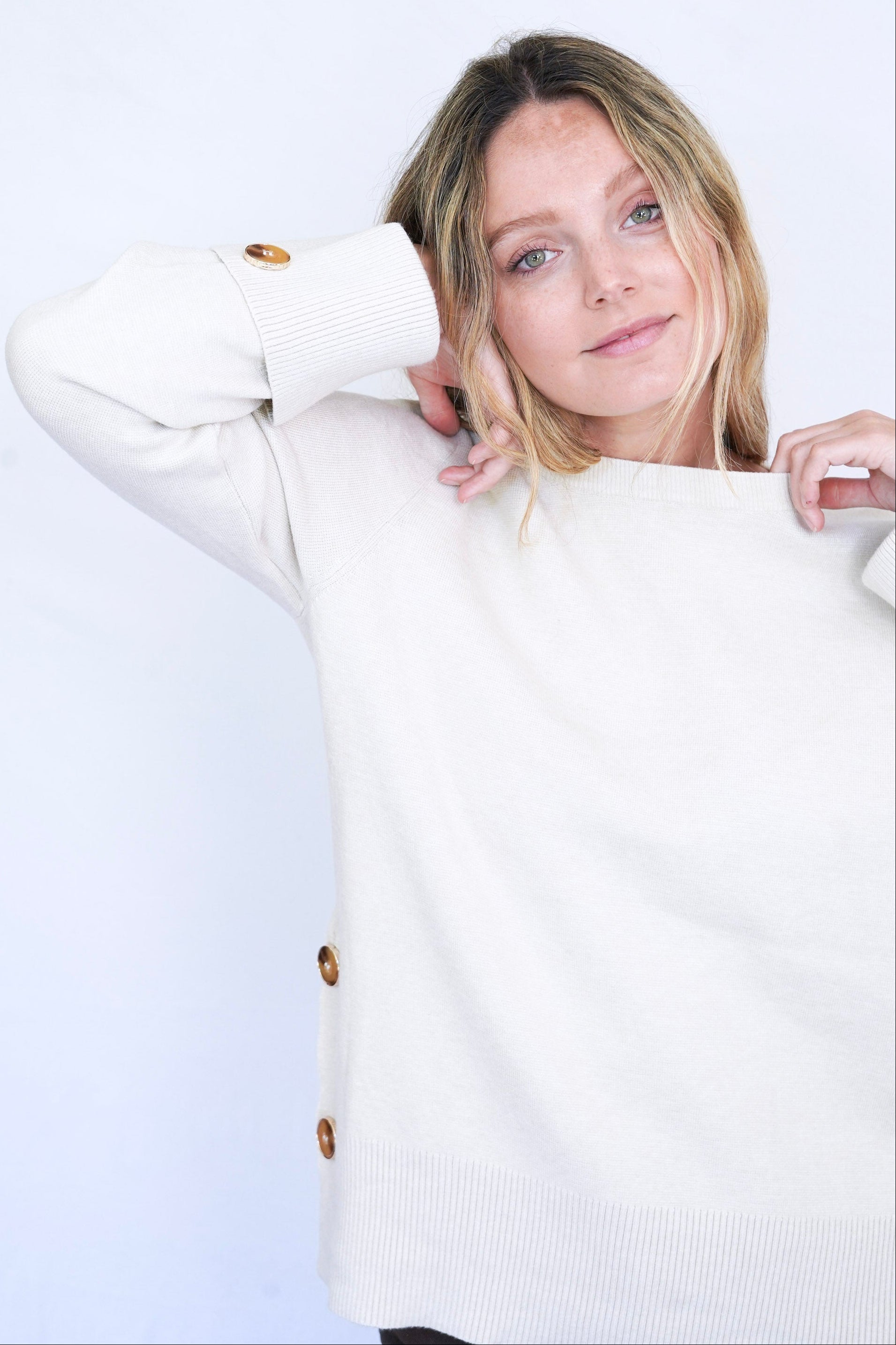 Chaleco crew-neck crema