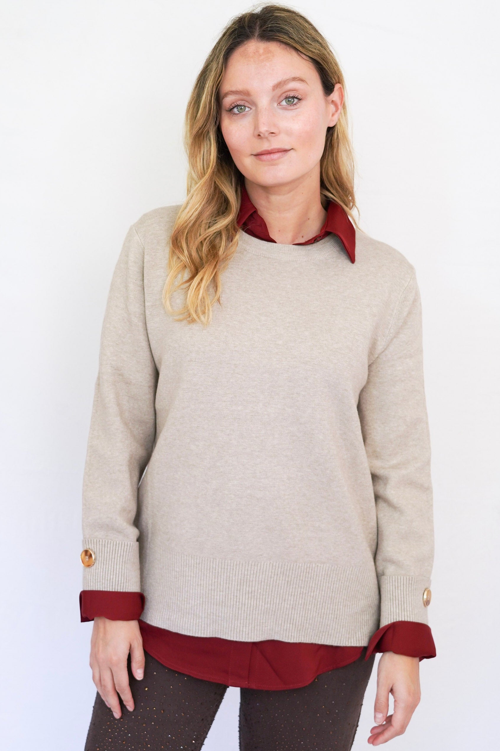 Chaleco crew-neck taupé