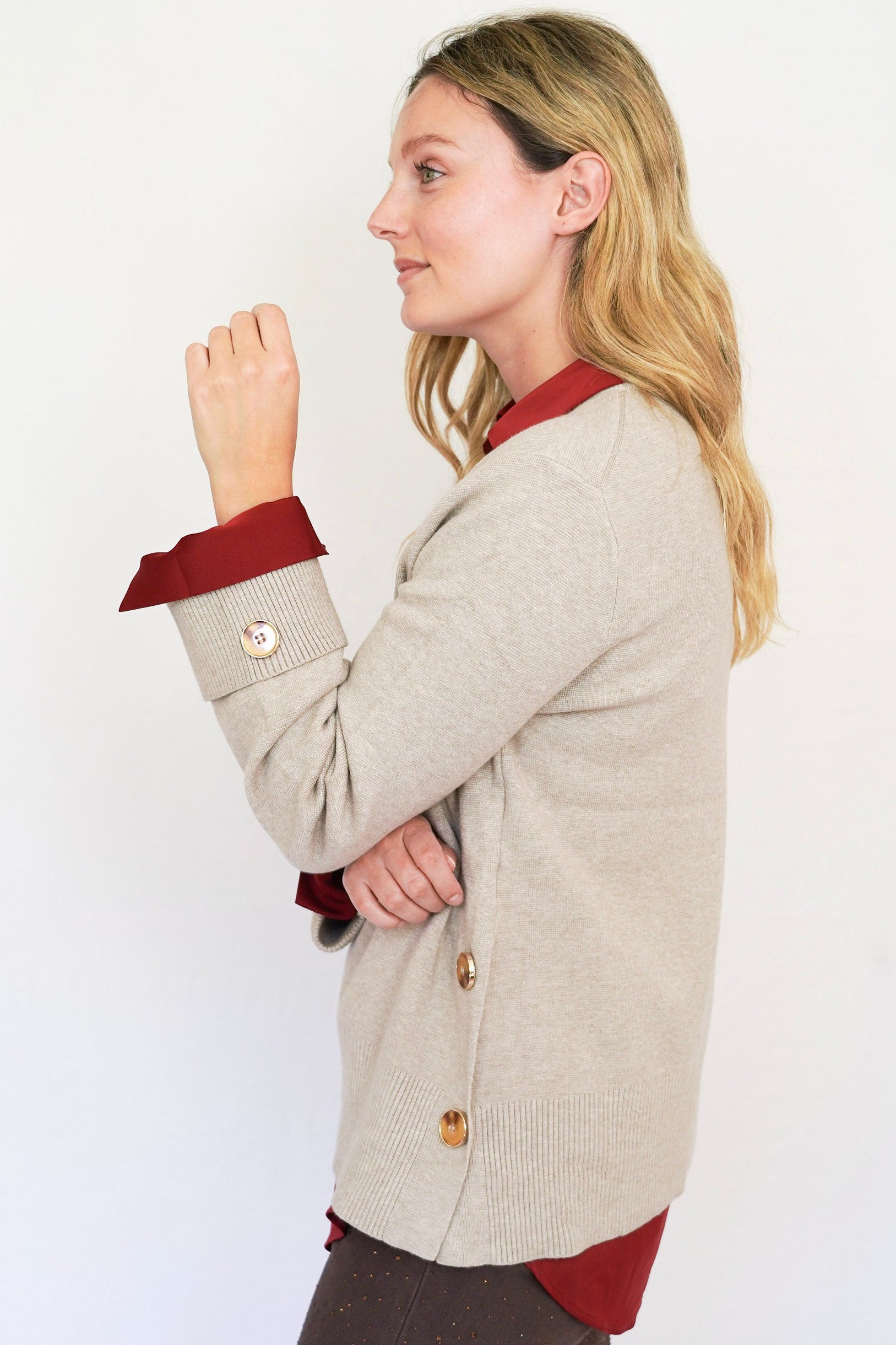 Chaleco crew-neck taupé