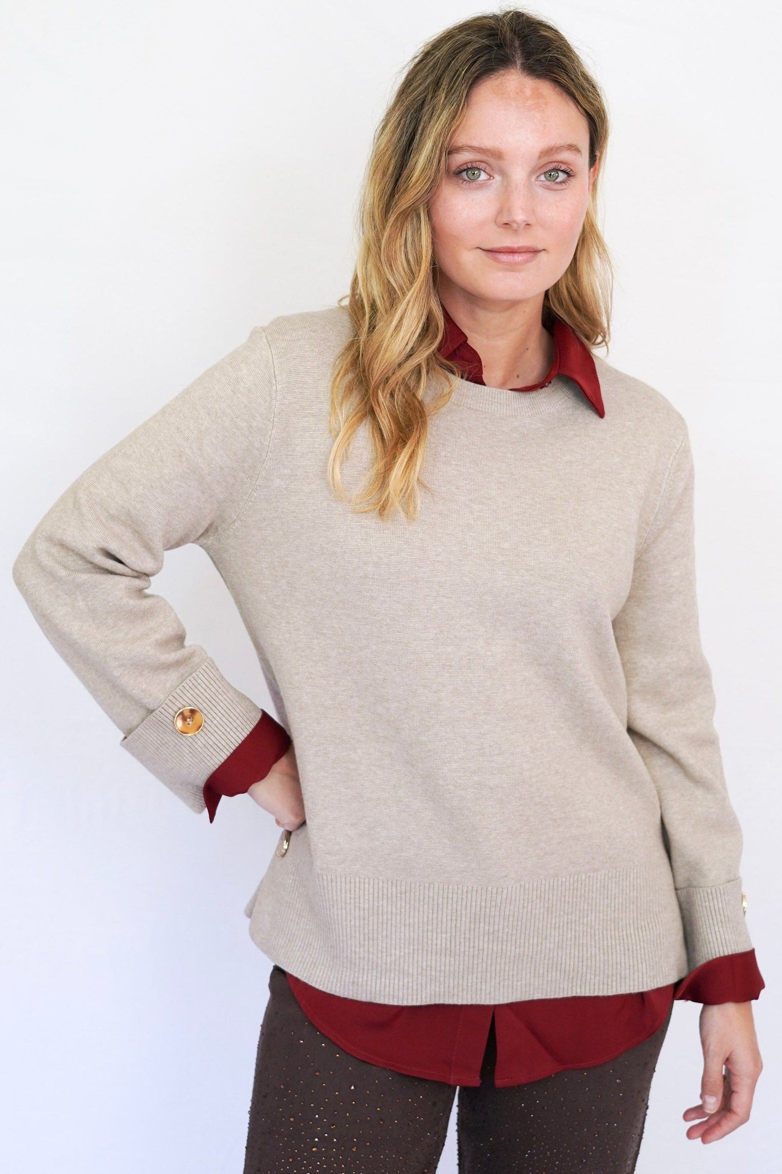 Chaleco crew-neck taupé