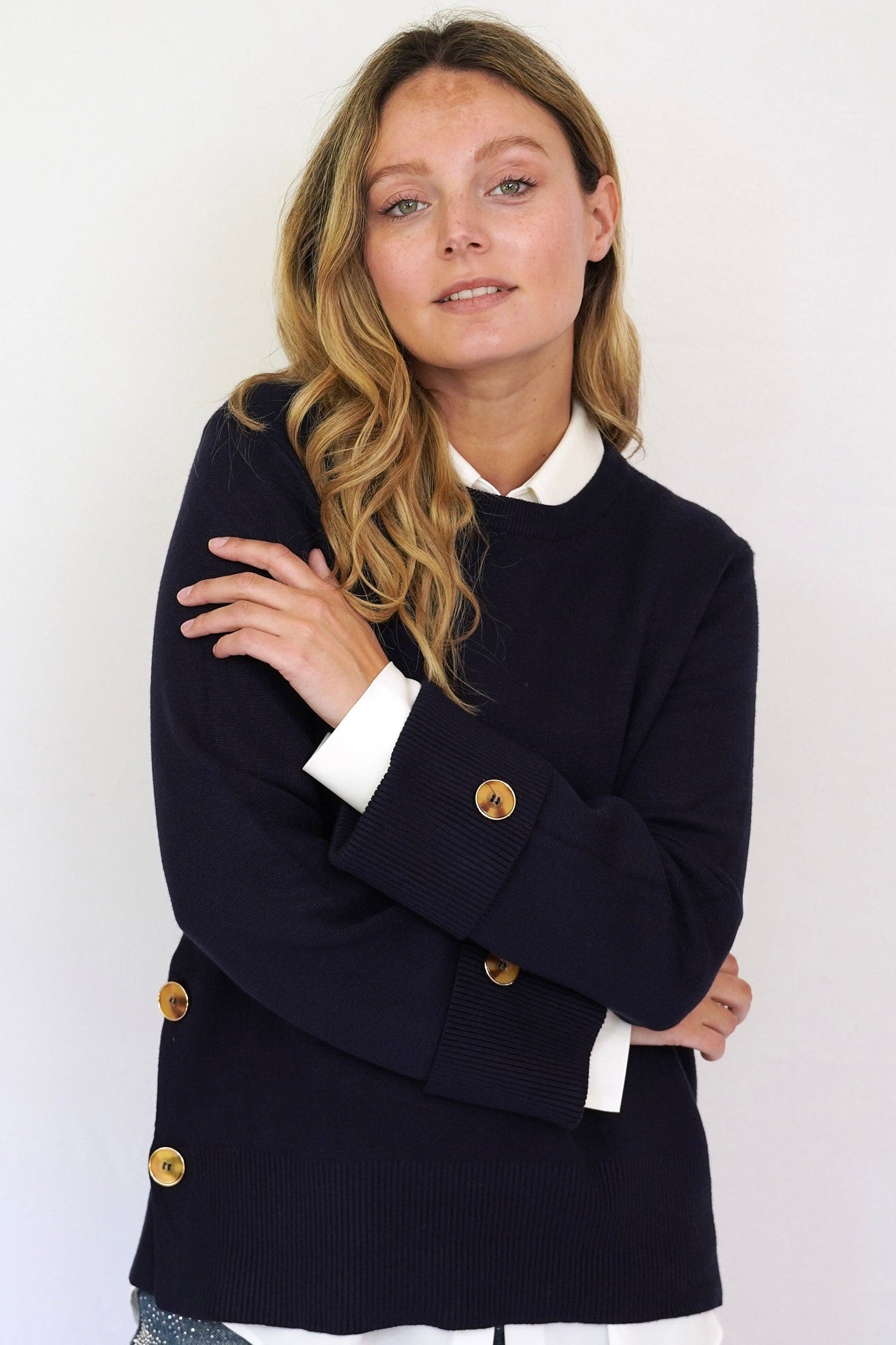 Chaleco crew-neck azul marino