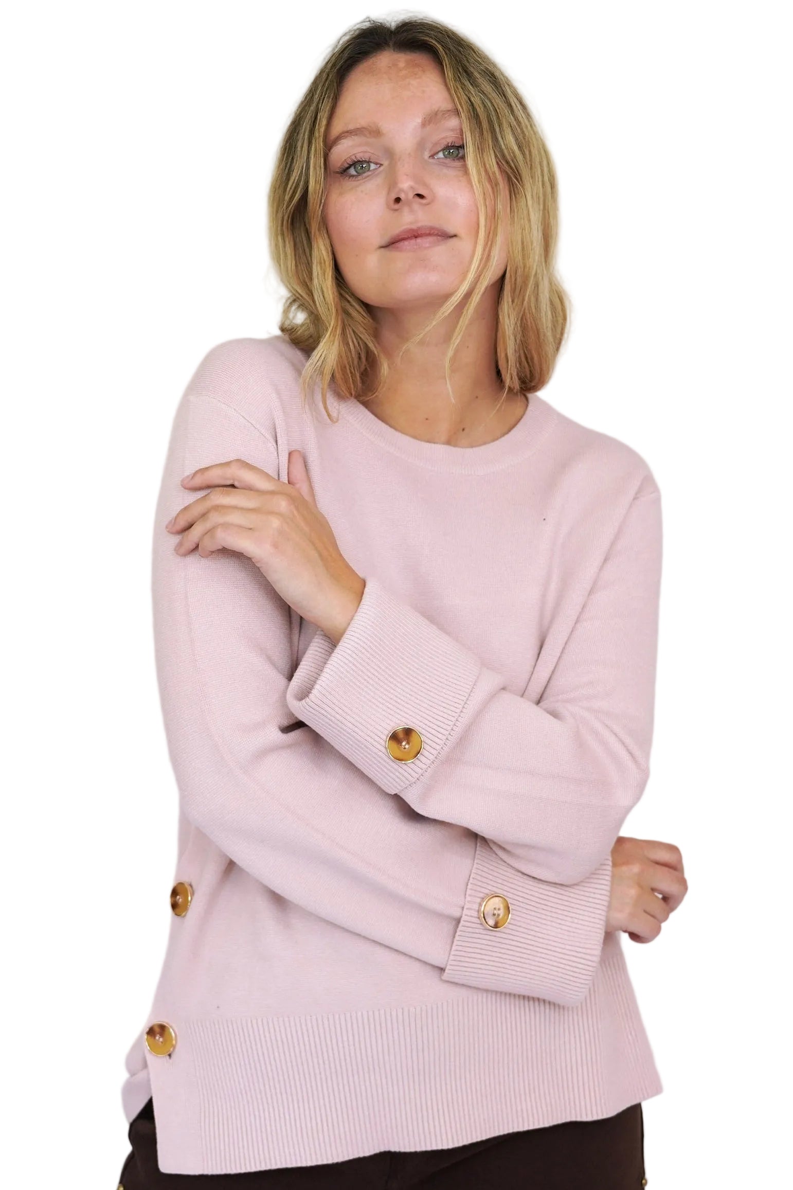 Chaleco crew-neck rosado baby