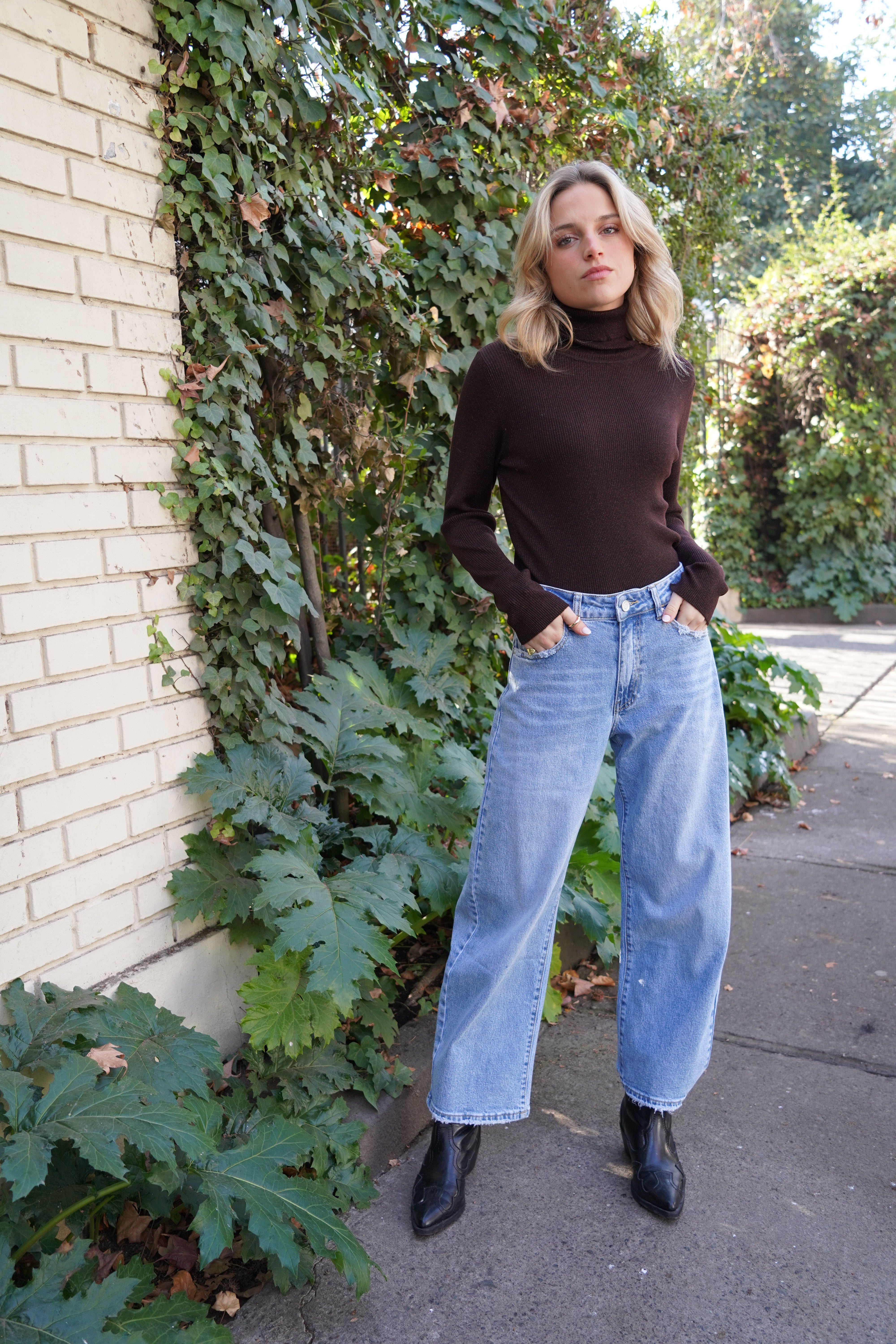 Pantalón balloon loose fit celeste baby