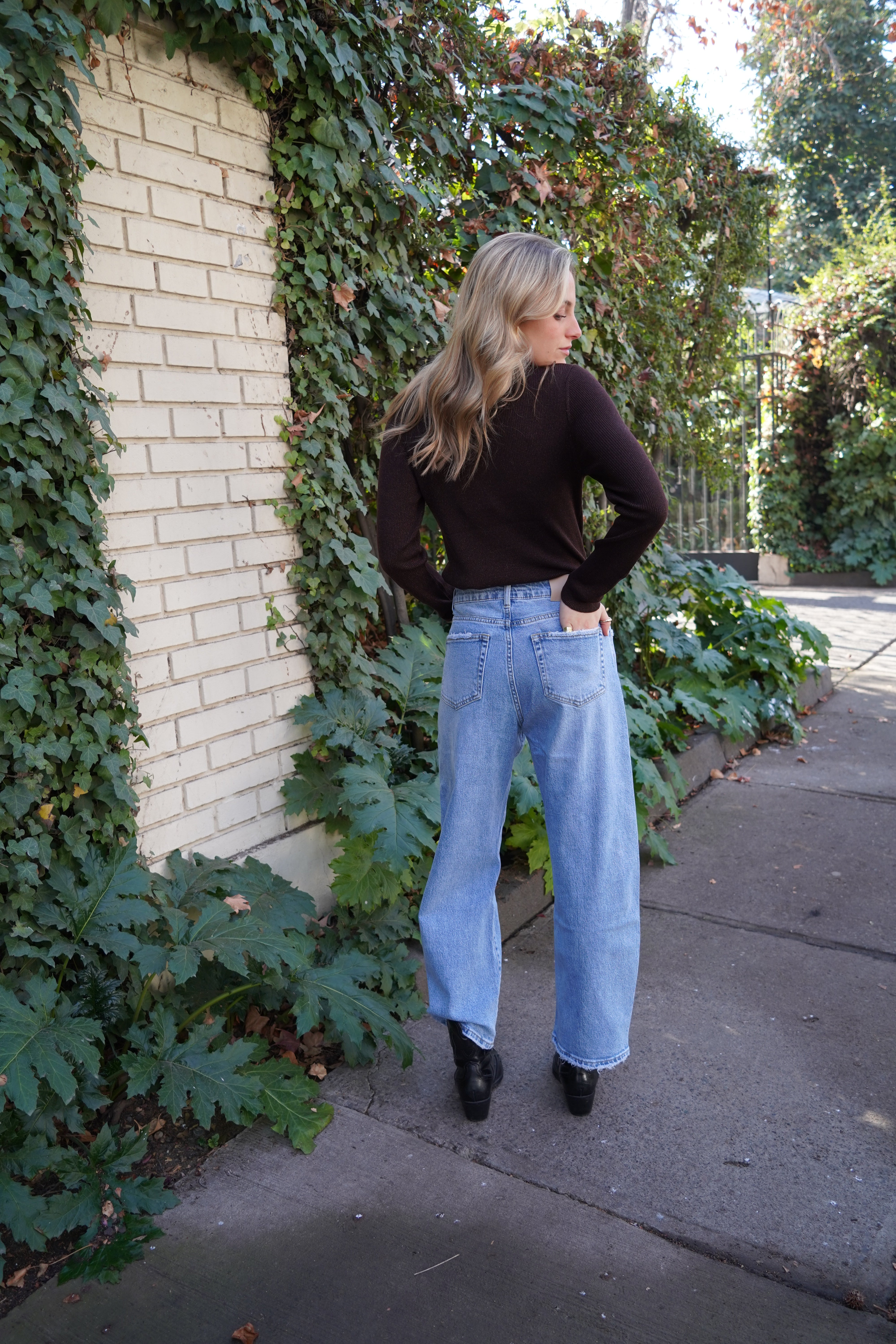 Pantalón balloon loose fit celeste baby