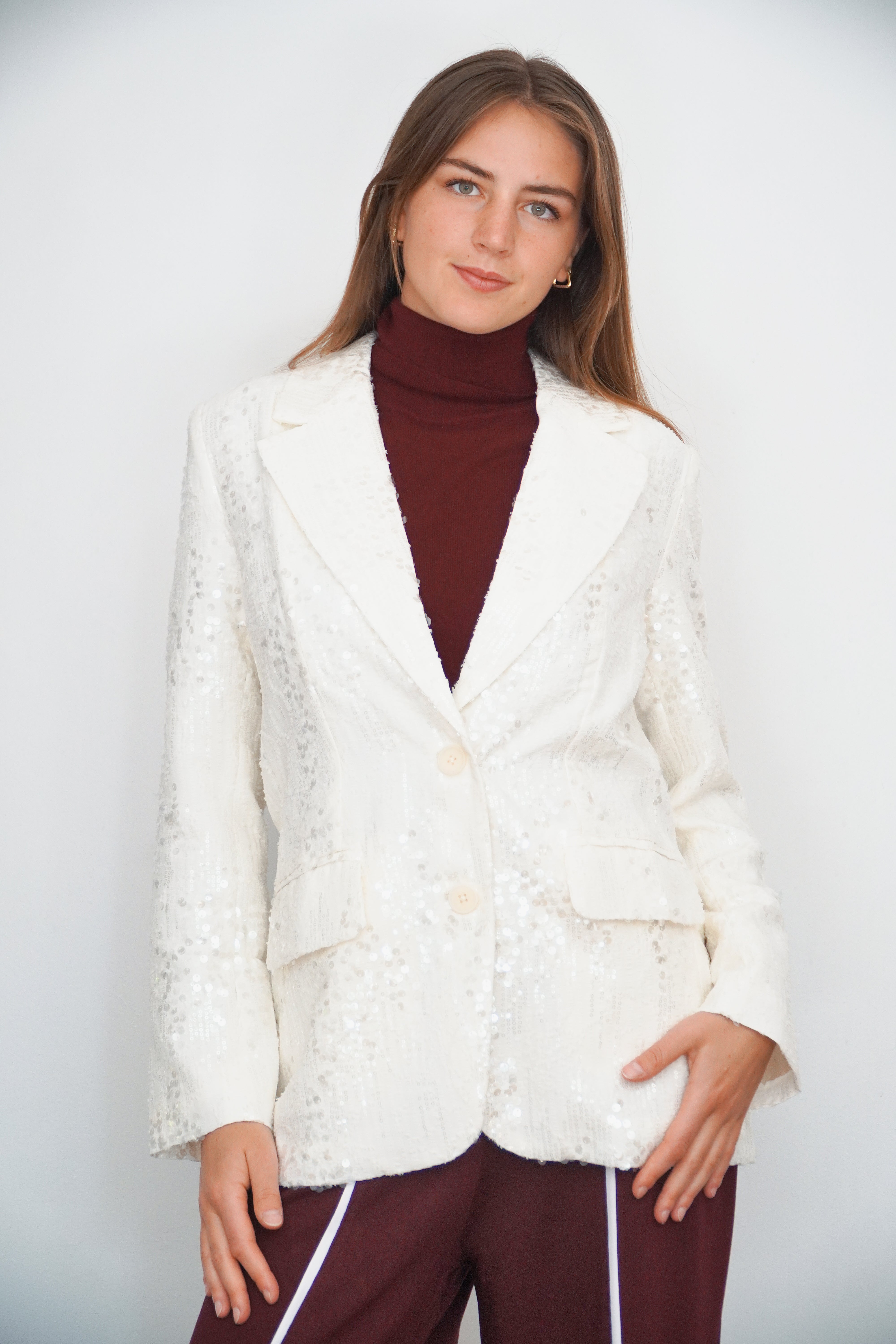 Blazer blanco de lentejuelas
