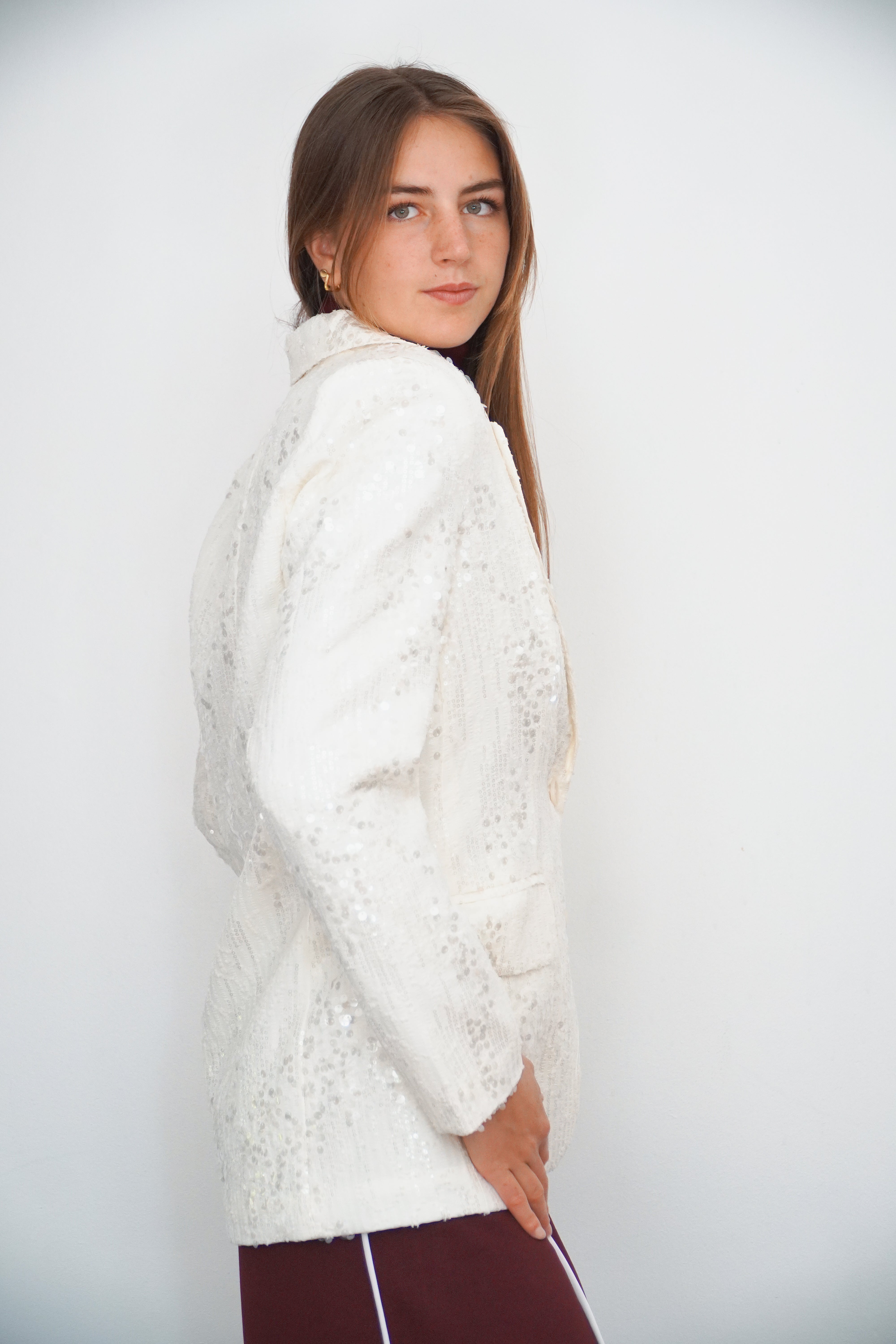 Blazer blanco de lentejuelas